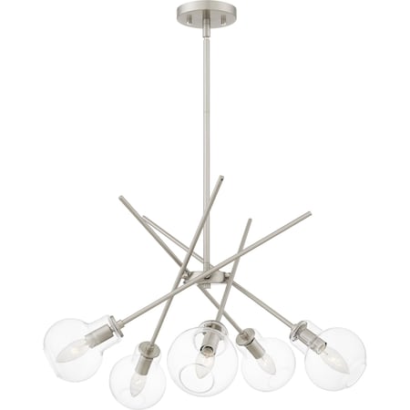 Quoizel Asha Chandelier 5 Lights Brushed Nickel ASA5026BN